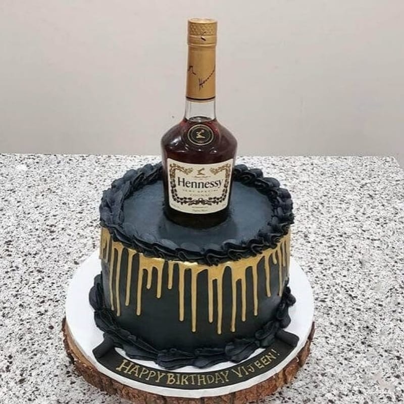 Hennessy Bottle Cream Cake