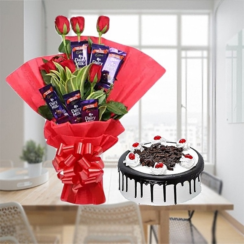 Rose Chocolaty Bouquet N Cake