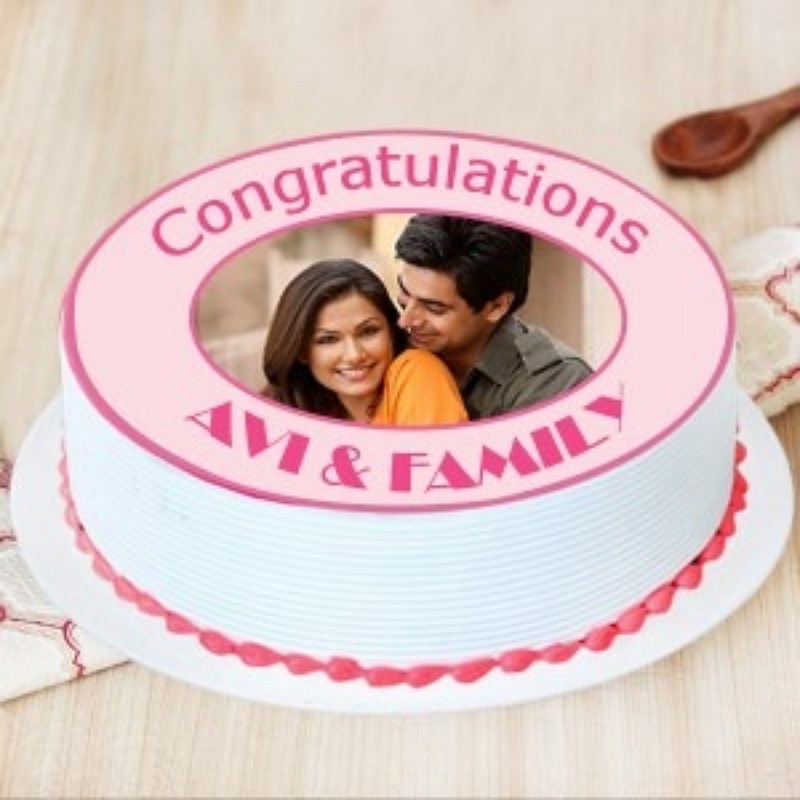 Strawberry Congratulations Photo Cake