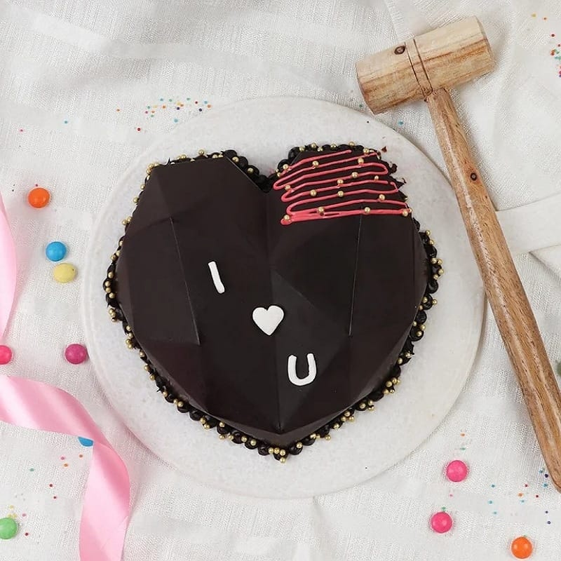 Chocolate Pinata Heart Cake