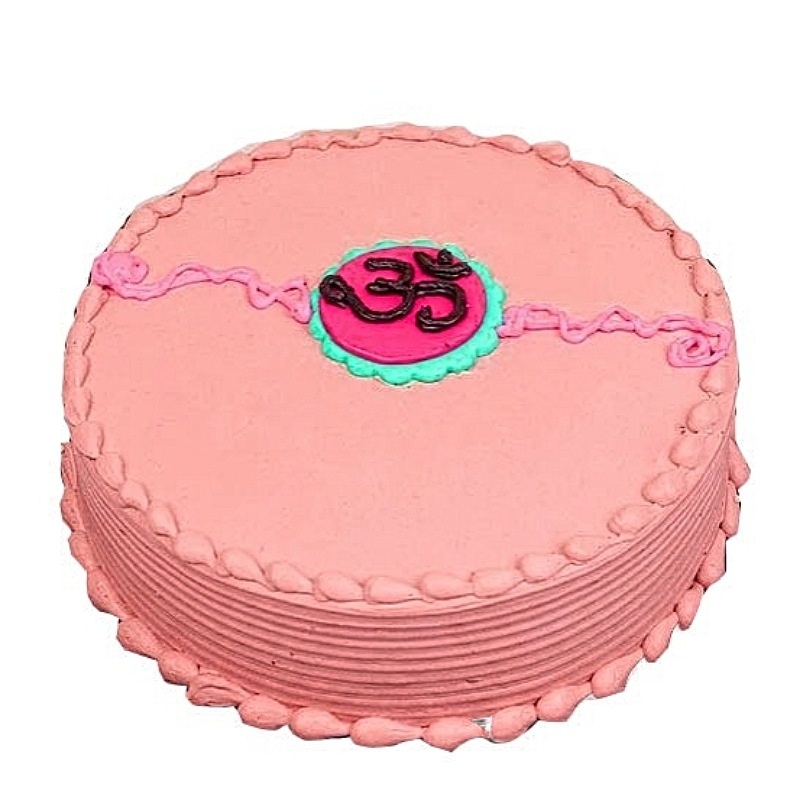 Om Rakhi Strawberry Cake