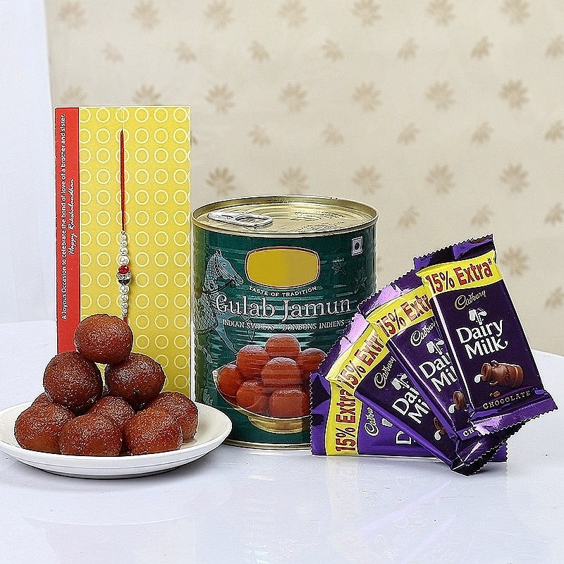 Rakhi with Dairy Milk and Gulab Jamun