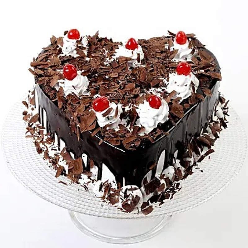 Flakey Heart Shaped Black Forest Cake