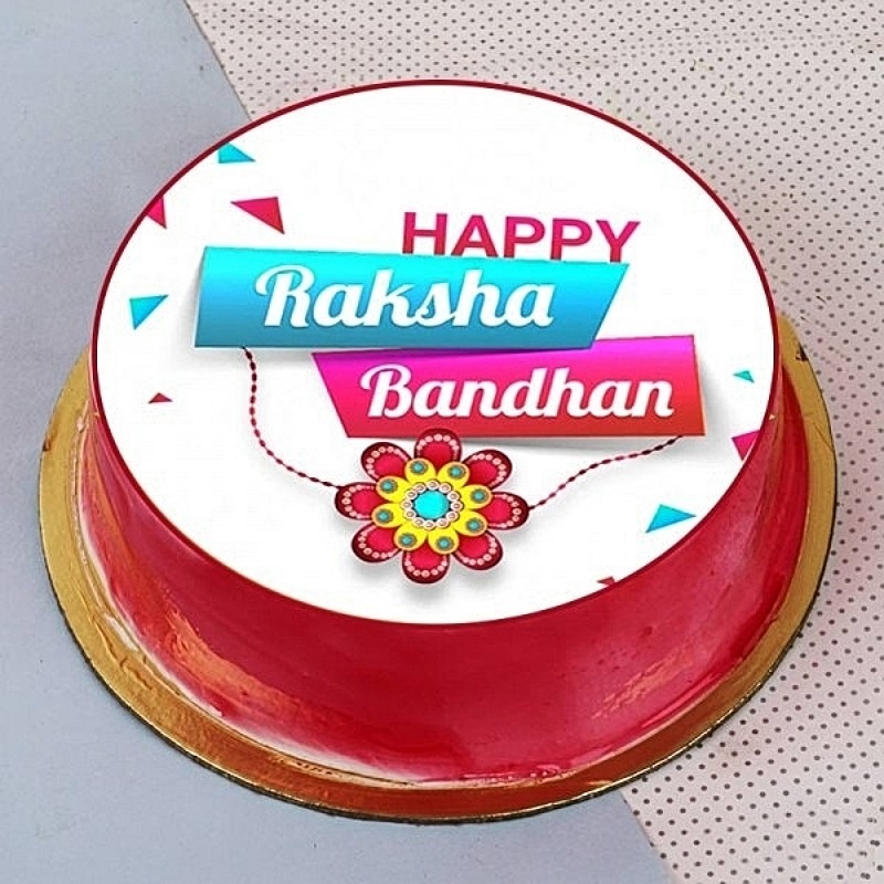 Red Velvet Personalized Rakhi Cake