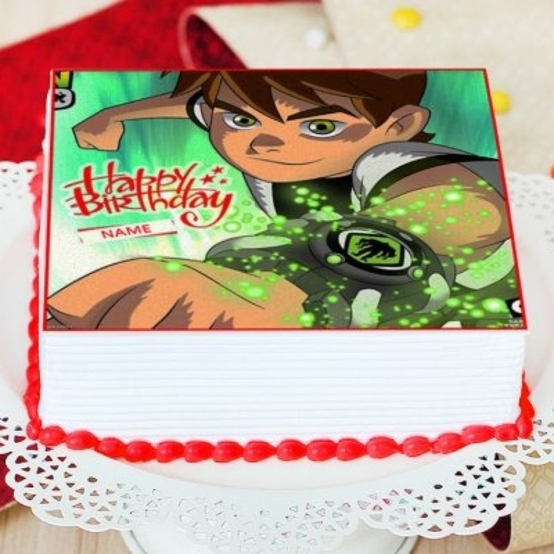 Ben 10 Square Shaped Photo Cake